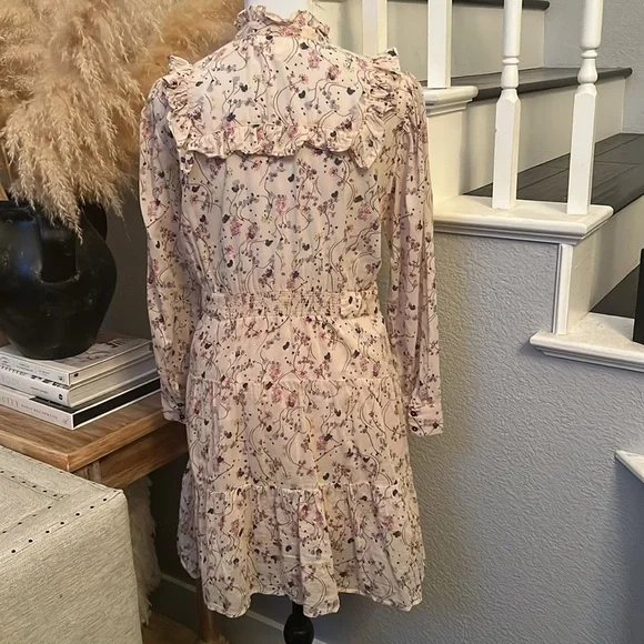 ba&sh Belle Ruffle Long Sleeve Floral Dress Size Small - Picture 8 of 9